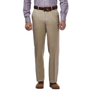 Haggar Men's Classic Fit Khaki Cotton Tan Chinos Dress Pants 36Wx 30L